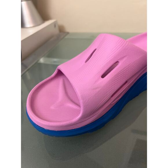 HOKA Ora Recovery Slide 3 Sandals Cyclamen Blue Pink W 9 or M 7 foam cushy shoes - Picture 6 of 8